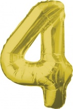 Воздушный шарик 40"/102 см Цифра 4, золото