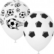Воздушный шарик 12"/30см Футбол 1 шт, белый микс