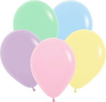 Воздушный шарик 12"/30см Пастель Матовый ассорти 1 шт, цвет микс