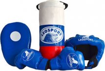 Детская боксерский набор Leosport №4, мешок 40х18 см, перчатки, лапа, шлем