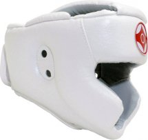 Шлем для каратэ с закрытым подбородком и верхом головы Leosport детский XS экокожа, белый