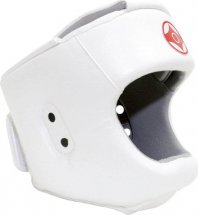 Шлем для каратэ с защитой верха головы Leosport подростковый M экокожа, белый