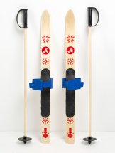 Детский лыжный комплект "Baby" с креплениями и палками, 70 см, дерево