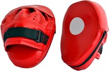 Лапы боксерские загнутые Leosport, пара, 19х24 см, красный