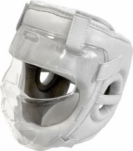 Шлем для каратэ со съёмной пластиковой маской BFS взрослый L экокожа, белый