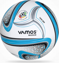 Мяч футбольный VAMOS MAGNUM № 5 профессиональный, бело-сине-черно-серый