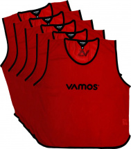 Комплект манишки футбольные VAMOS для взрослых, рост от 170, красный, 5 шт